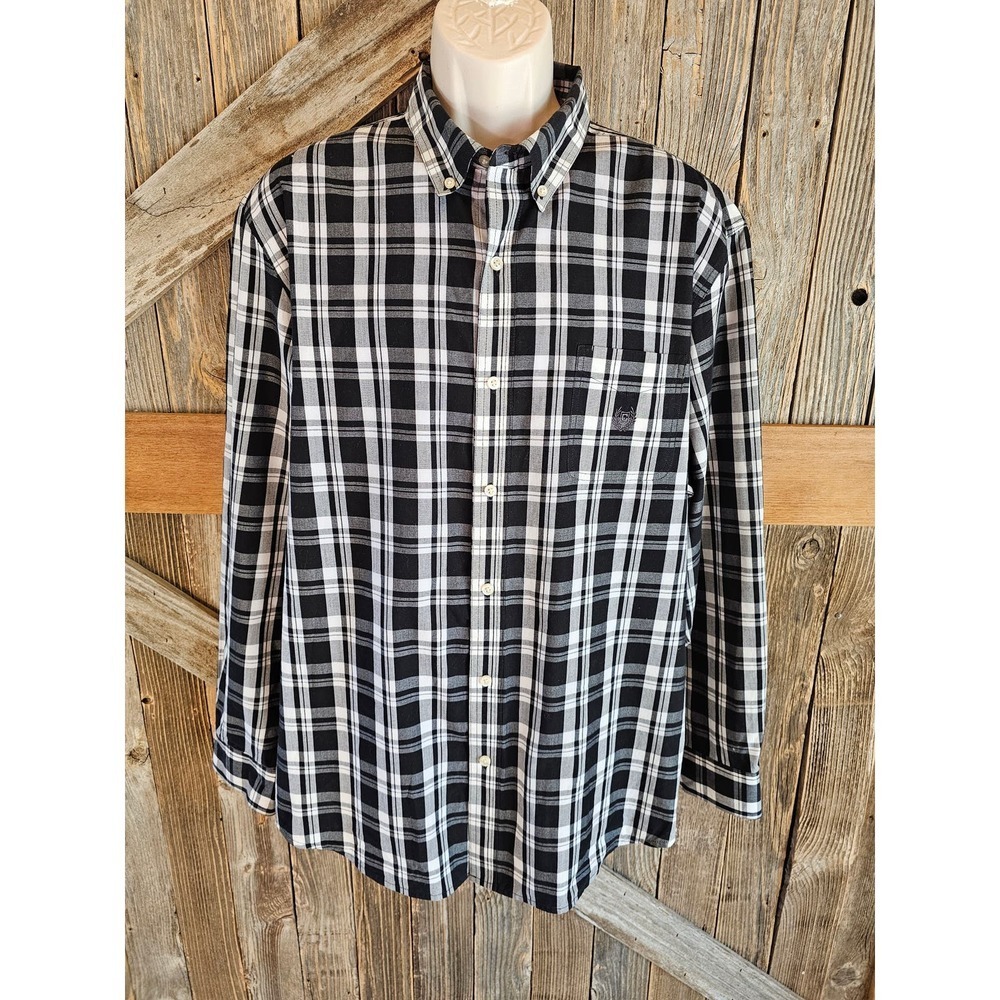 Chaps Easy Care 2XL Long Sleeve black check Gingham button up